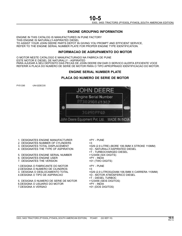 John Deere 5303 5403 Tractor Parts Catalog PC4481 - Image 7
