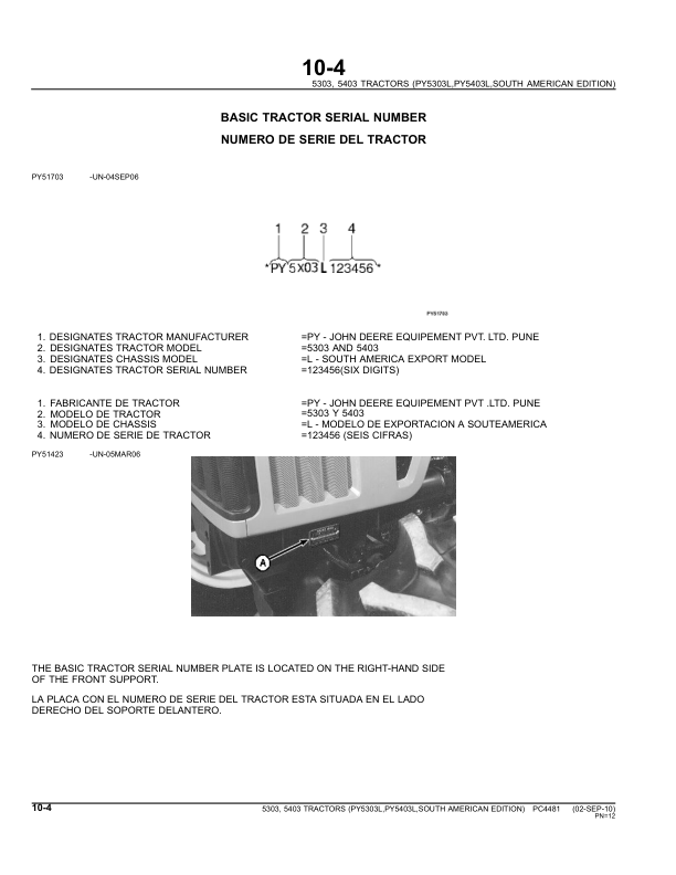 John Deere 5303 5403 Tractor Parts Catalog PC4481 - Image 6