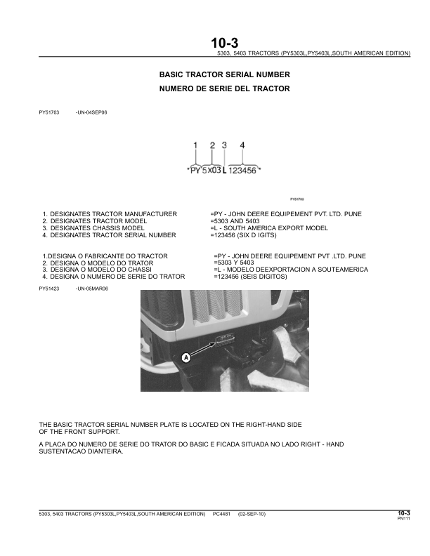 John Deere 5303 5403 Tractor Parts Catalog PC4481 - Image 5