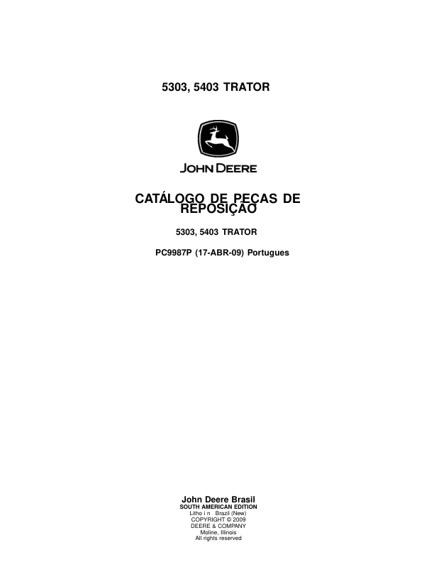 John Deere 5303 5403 Tractor Parts Catalog PC9987P PT - Image 2