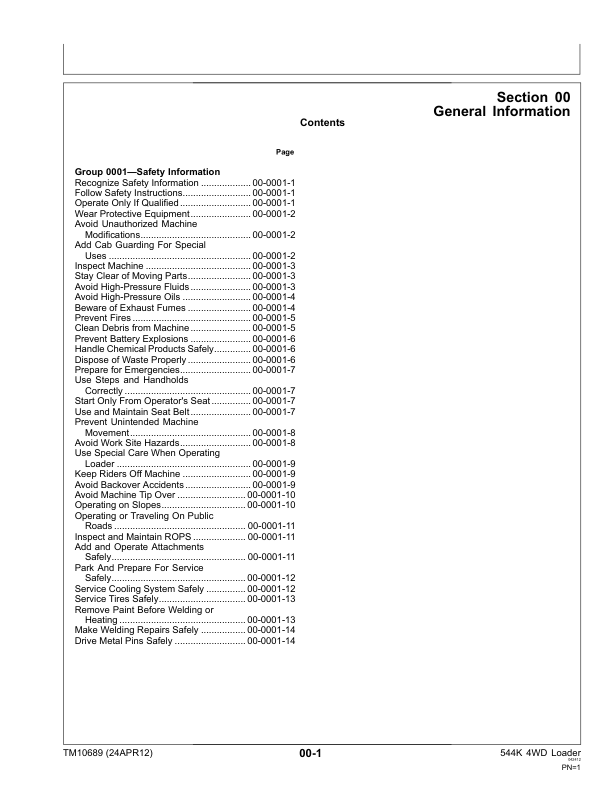 John Deere 544 4WD Wheel Loader with 6068HDW74 Engine Repair Technical Manual TM10689 - Image 5