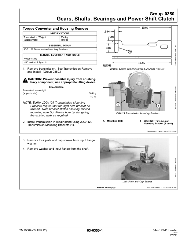 John Deere 544 4WD Wheel Loader with 6068HDW74 Engine Repair Technical Manual TM10689 - Image 11
