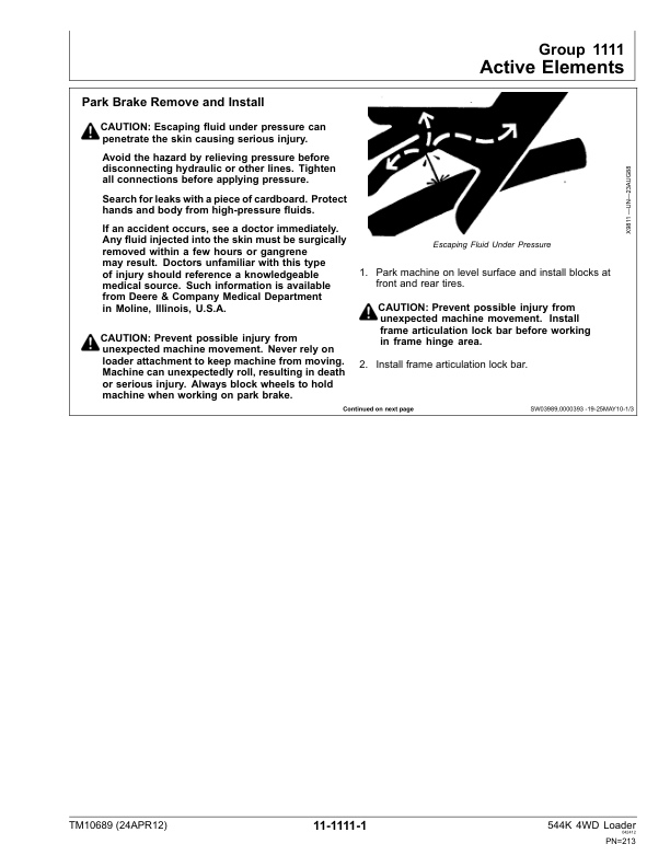 John Deere 544 4WD Wheel Loader with 6068HDW74 Engine Repair Technical Manual TM10689 - Image 9