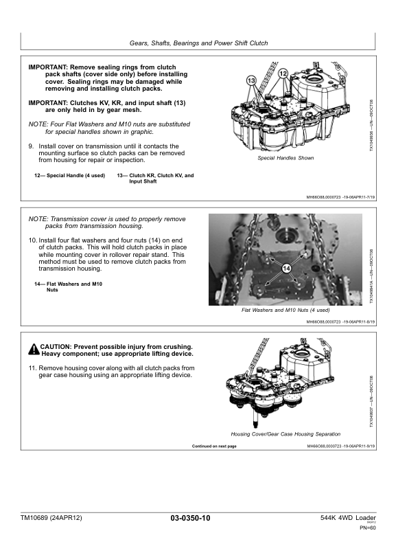 John Deere 544 4WD Wheel Loader with 6068HDW74 Engine Repair Technical Manual TM10689 - Image 12