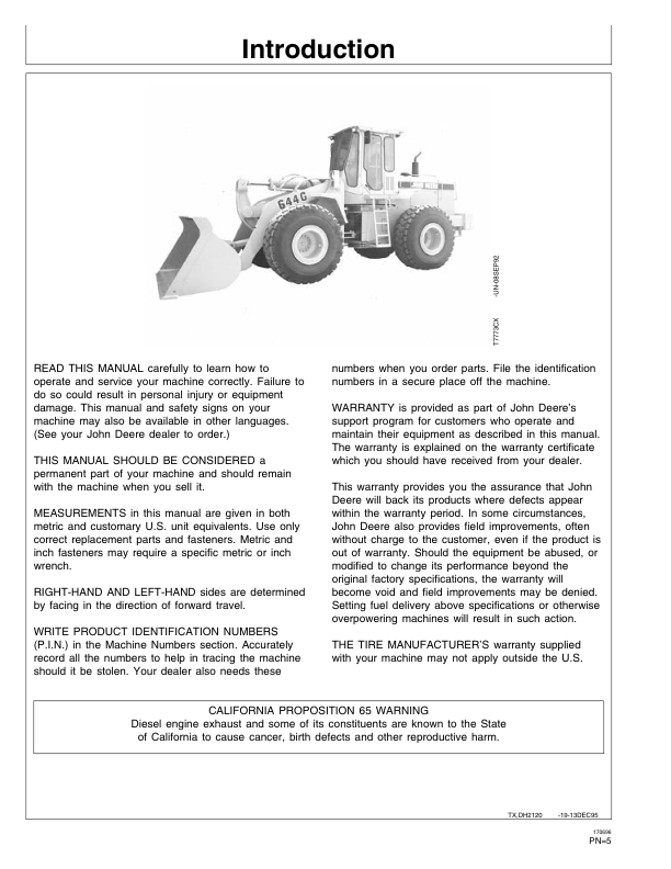 John Deere 544G LL TC 624G 644G Wheel Loader Operators Manual SN557739 and UP OMT159816-G6 - Image 7
