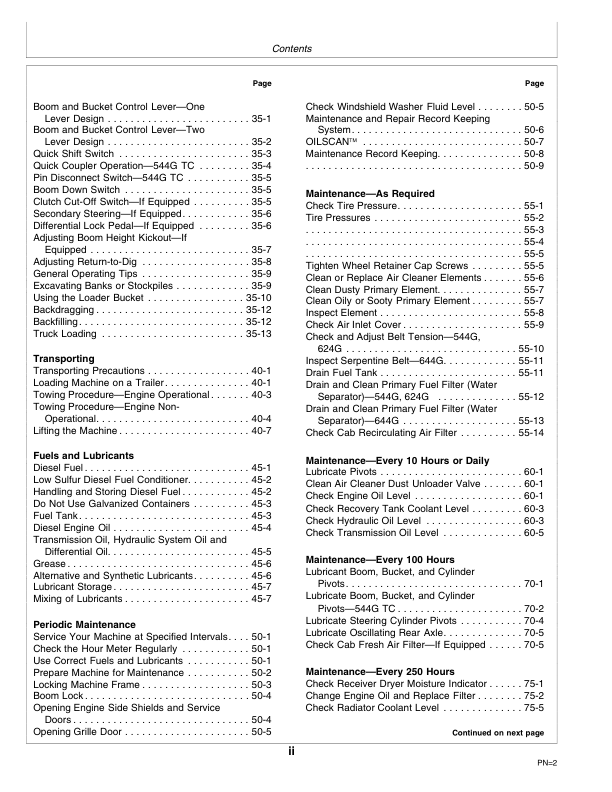 John Deere 544G LL TC 624G 644G Wheel Loader Operators Manual SN557739 and UP OMT159816-G6 - Image 3