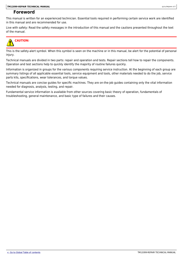 John Deere 544K 4WD Loader Repair Manual TM12099 - Image 4