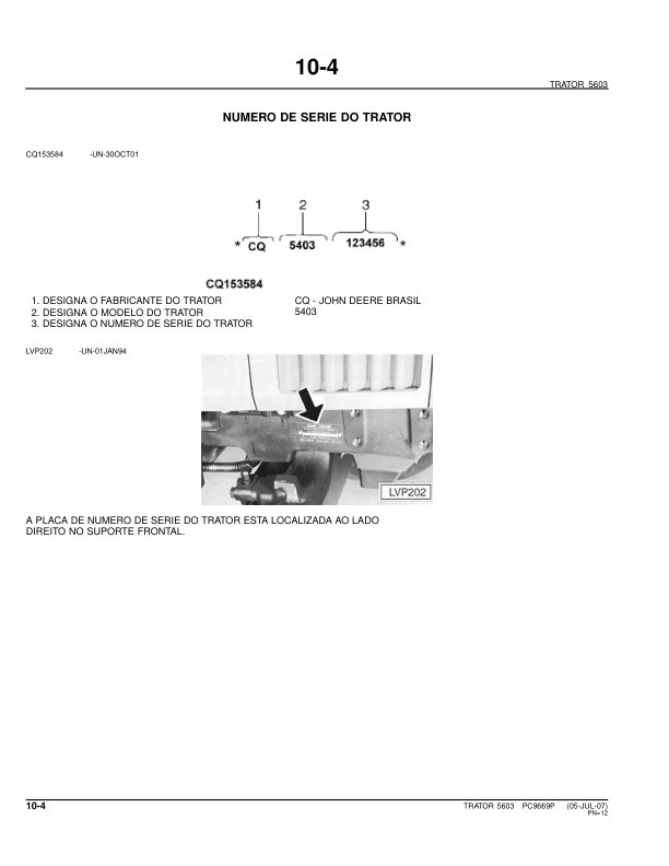 John Deere 5603 Tractor Parts Catalog PC9669P-07 PT - Image 7