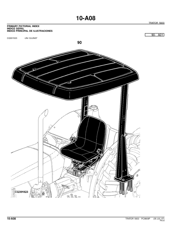 John Deere 5603 Tractor Parts Catalog PC9669P-07 PT - Image 3