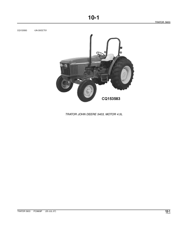 John Deere 5603 Tractor Parts Catalog PC9669P-07 PT - Image 4