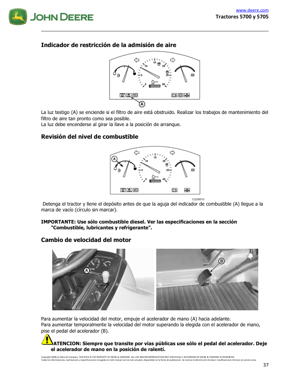 John Deere 5700 5705 Tractor Operators Manual ES - Image 13