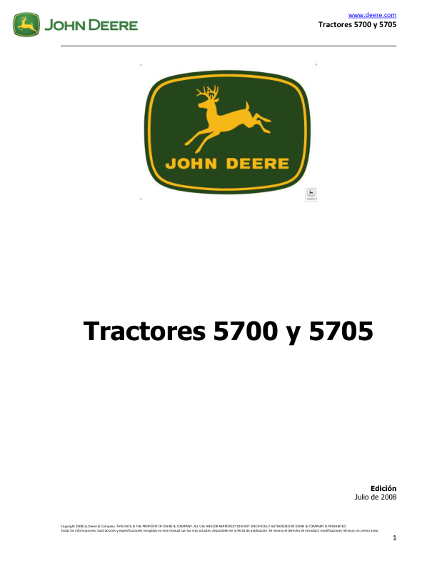 John Deere 5700 5705 Tractor Operators Manual ES - Image 2