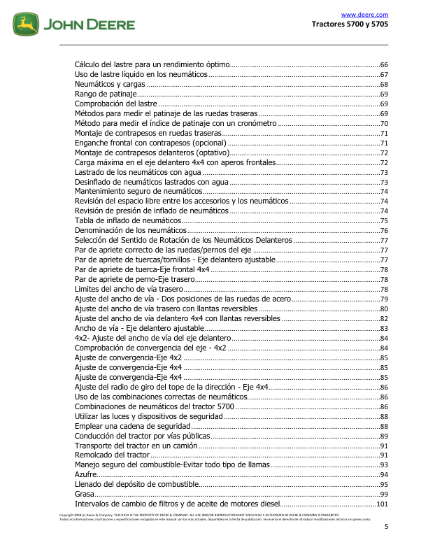 John Deere 5700 5705 Tractor Operators Manual ES - Image 6