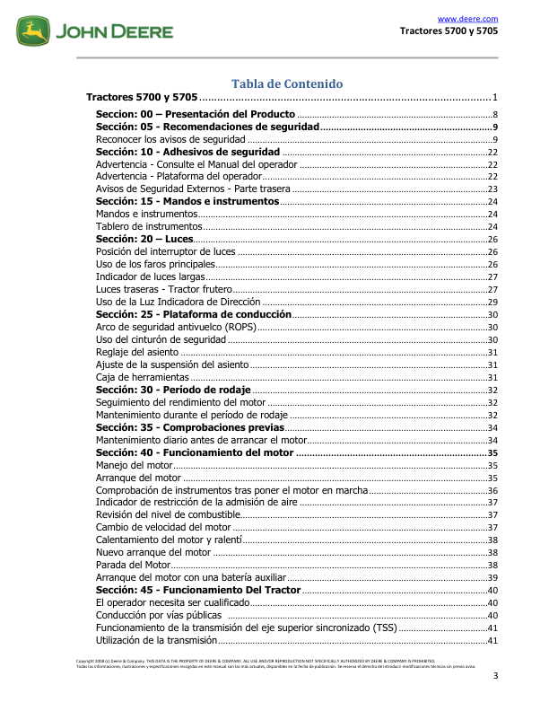 John Deere 5700 5705 Tractor Operators Manual ES - Image 4