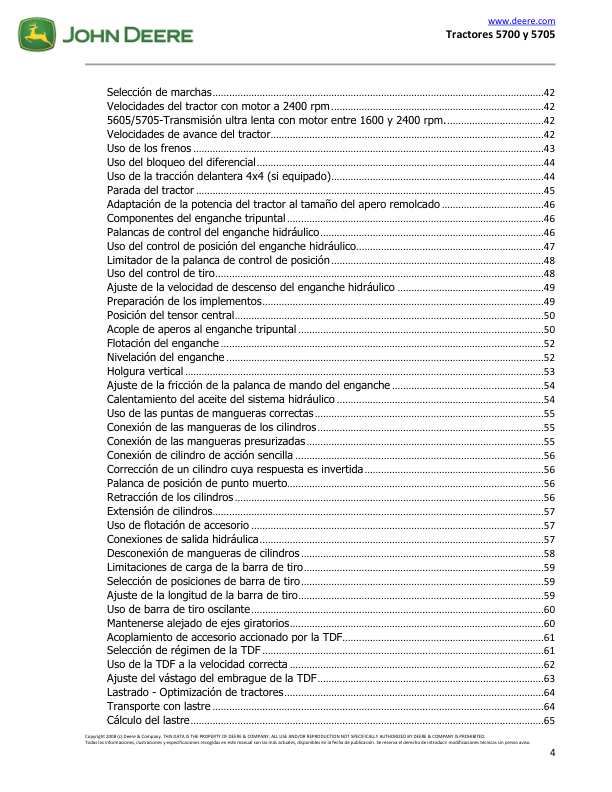 John Deere 5700 5705 Tractor Operators Manual ES - Image 5