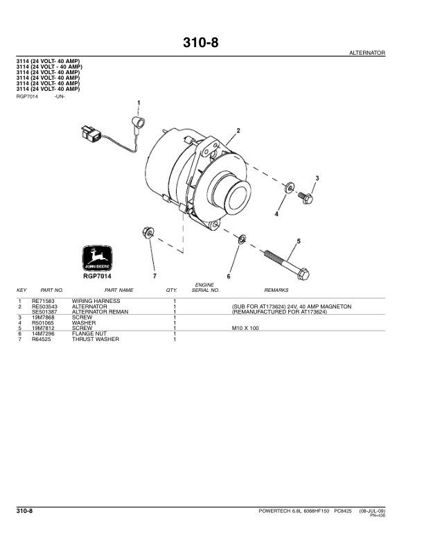 John Deere 6.8 L 6068HF150 PowerTech Engine Parts Catalog PC8425 - Image 15