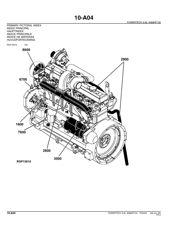 John Deere 6.8 L 6068HF150 PowerTech Engine Parts Catalog PC8425 - Image 9
