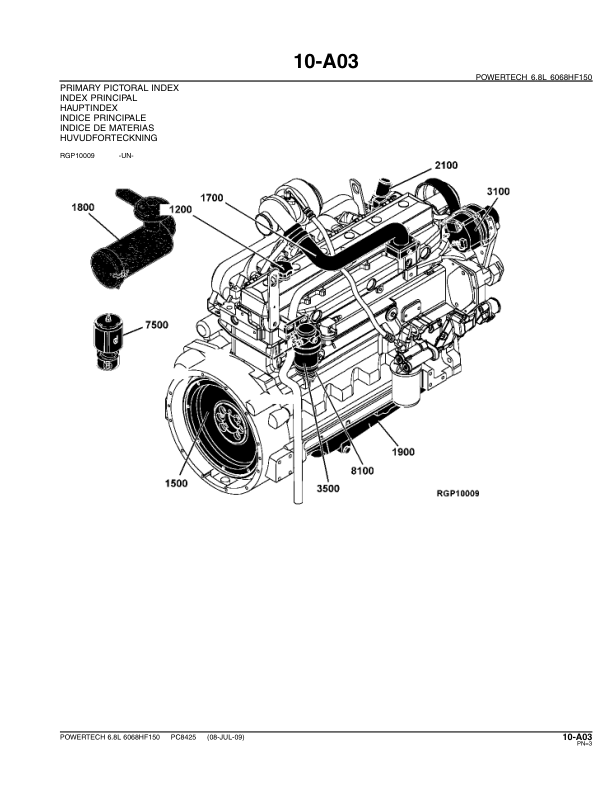 John Deere 6.8 L 6068HF150 PowerTech Engine Parts Catalog PC8425 - Image 8