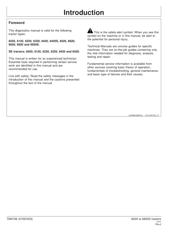 John Deere 6020 6920S Tractor Diagnostics and Service Manual TM4726 - Image 3