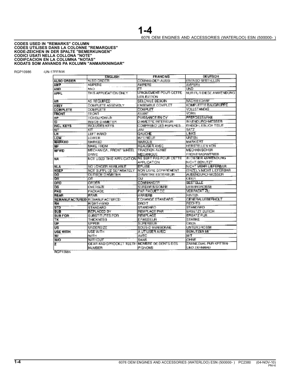 John Deere 6076 Engine Parts Catalog SN 500000 and UP PC230 - Image 7