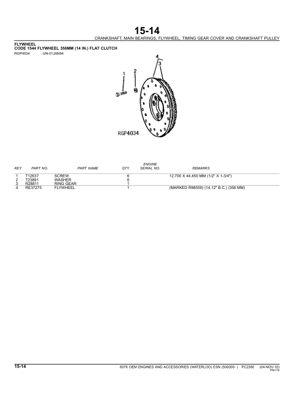 John Deere 6076 Engine Parts Catalog SN 500000 and UP PC230 - Image 17