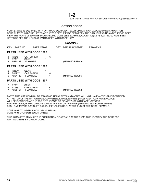 John Deere 6076 Engine Parts Catalog SN 500000 and UP PC230 - Image 5