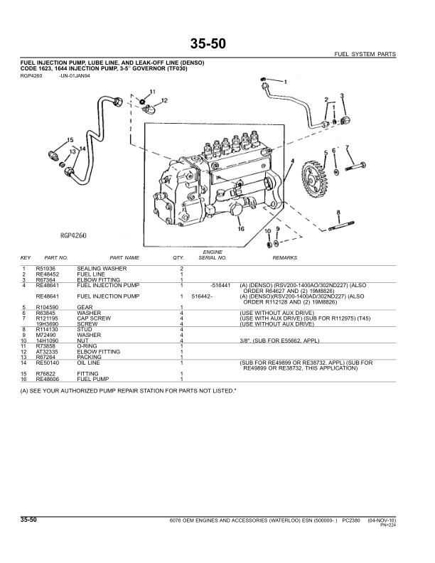 John Deere 6076 Engine Parts Catalog SN 500000 and UP PC230 - Image 14