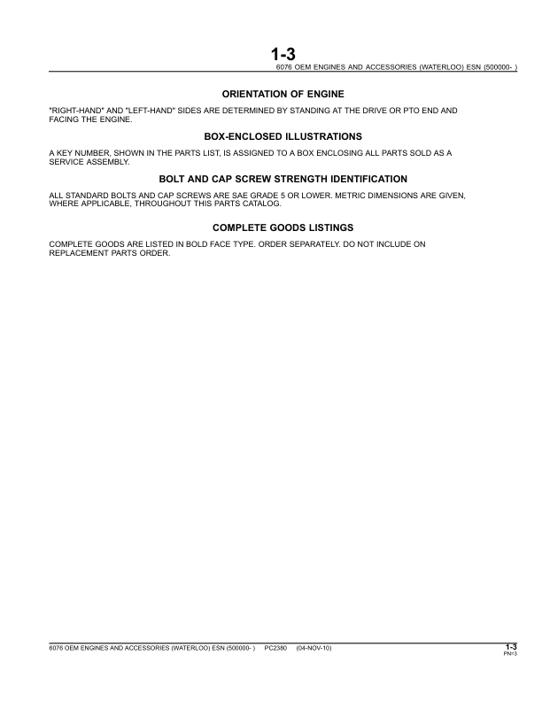 John Deere 6076 Engine Parts Catalog SN 500000 and UP PC230 - Image 6