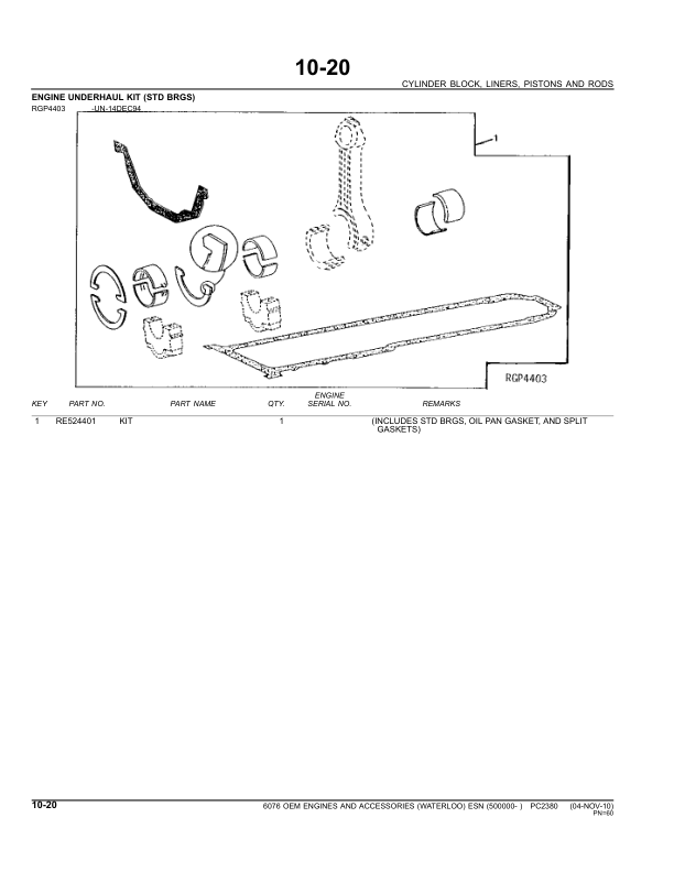 John Deere 6076 Engine Parts Catalog SN 500000 and UP PC230 - Image 16