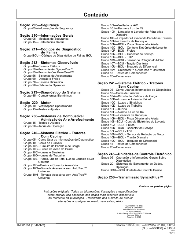 John Deere 6100J 6110J 6130J Tractor Diagnostic and Test Service Manual TM801854 PT - Image 4