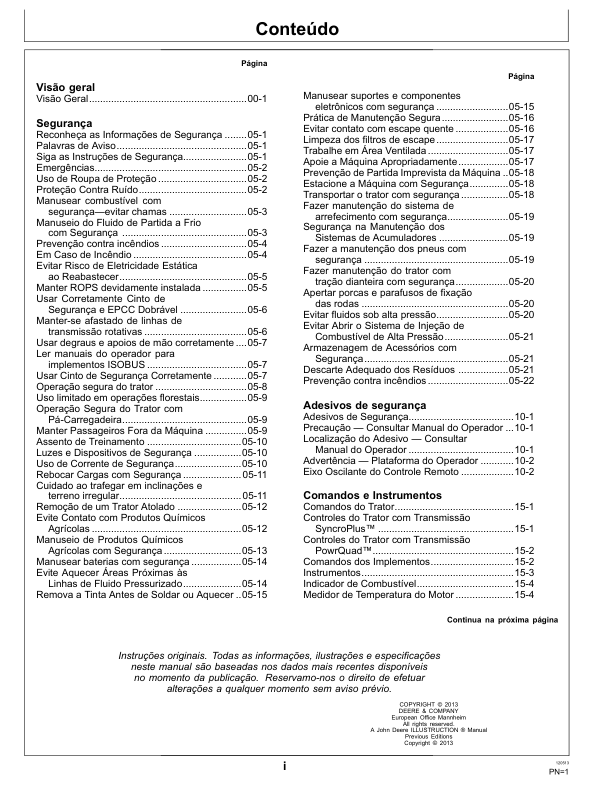John Deere 6110J 6125J 6130J Tractor Operators Manual OML212759-M3 PT - Image 6