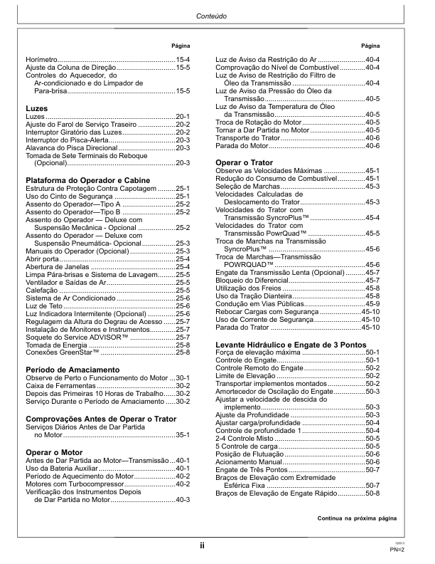 John Deere 6110J 6125J 6130J Tractor Operators Manual OML212759-M3 PT - Image 7