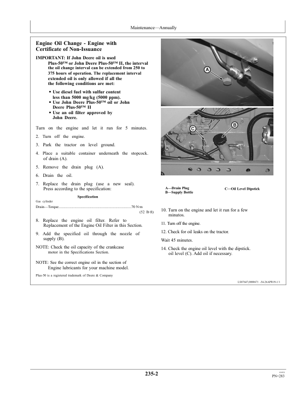 John Deere 6135J 6150J 6170J 6190J 6210J Tractor Operators Manual OML224285 PT - Image 20
