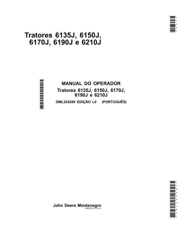 John Deere 6135J 6150J 6170J 6190J 9210J Tractor Operators Manual OML224285-L0 PT - Image 2