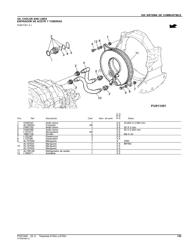 John Deere 6140J 6155J Tractor Parts Catalog PC6104S ES - Image 12