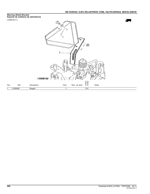John Deere 6140J 6155J Tractor Parts Catalog PC6104S ES - Image 16