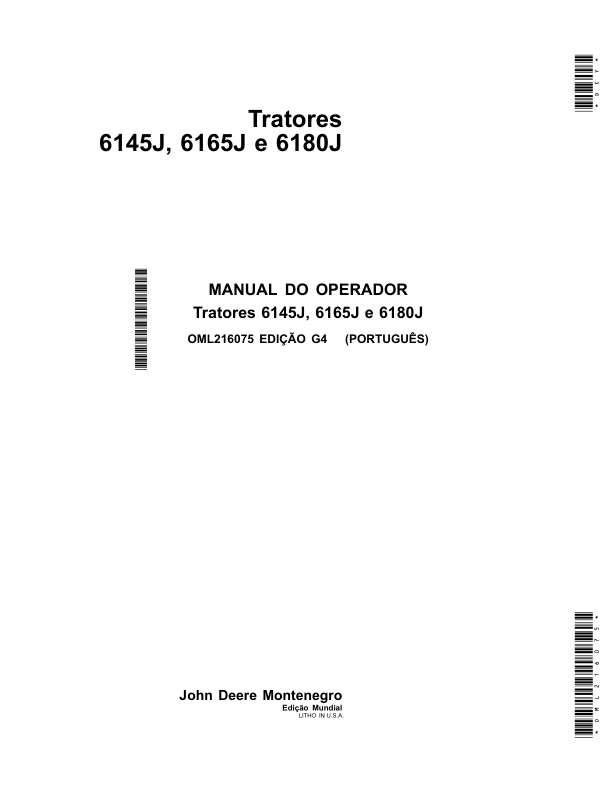 John Deere 6145J 6165J 6180J Tractor Operators Manual OML216075-G4 PT - Image 2