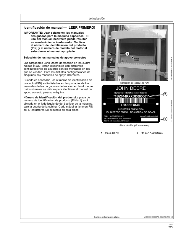 John Deere 644K Wheel Loader Parts Catalog OMT34659X63-A7 ES - Image 4