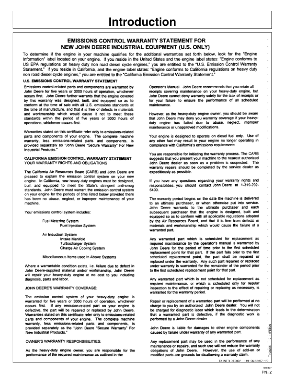 John Deere 690E LC Excavator Operators Manual SN 559603 and UP OMT162125 - Image 5