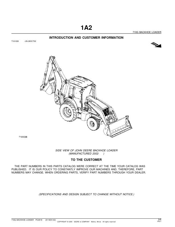 John Deere 710G Backhoe Loader Parts Catalog 2002- PC2819 - Image 2