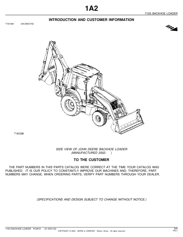John Deere 710G Backhoe Loader Parts Catalog PC2819-02 - Image 2