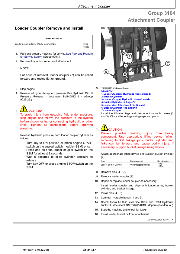 John Deere 710L Backhoe Loader Repair Manual TM14052X19 - Image 11