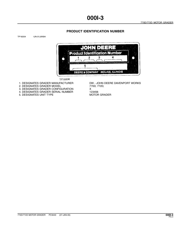 John Deere 770D 772D Grader Parts Catalog PC9449-06 - Image 5