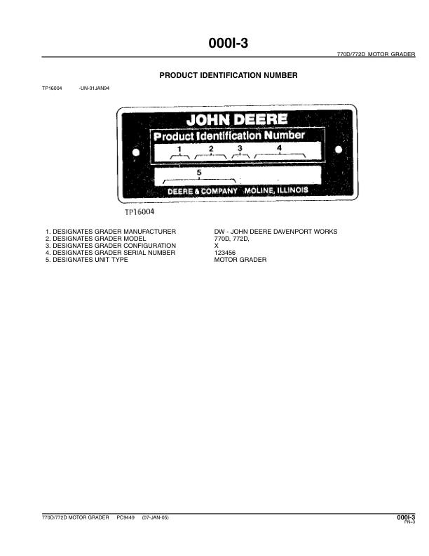John Deere 770D 772D Grader Parts Catalog PC9449-07 - Image 5
