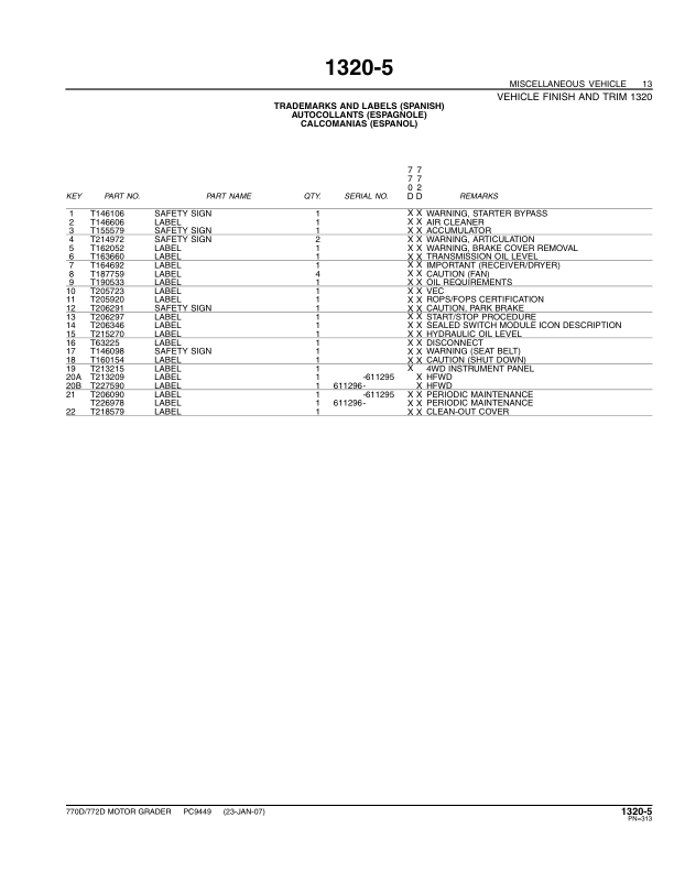 John Deere 770D 772D Grader Parts Catalog PC9449-07 - Image 11