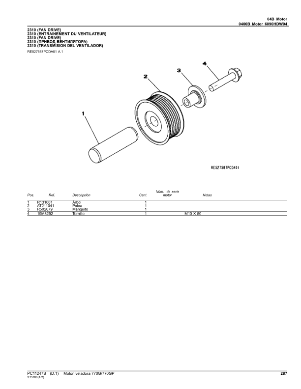 John Deere 770G 770GP Grader Parts Catalog PC11247S ES - Image 11