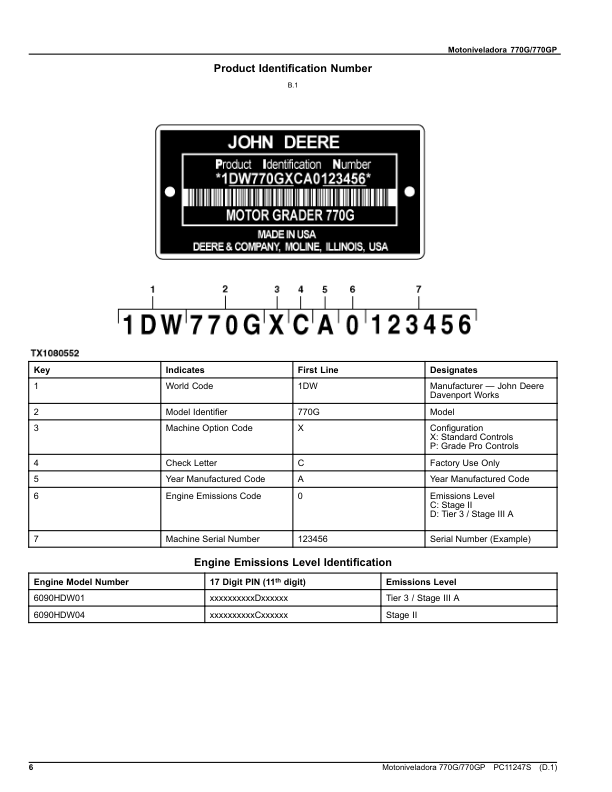 John Deere 770G 770GP Grader Parts Catalog PC11247S ES - Image 6