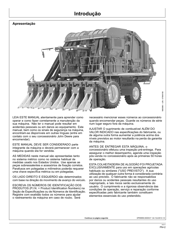 John Deere 7760 Cotton Picker Operators Manual OMN401518-H0 PT - Image 3