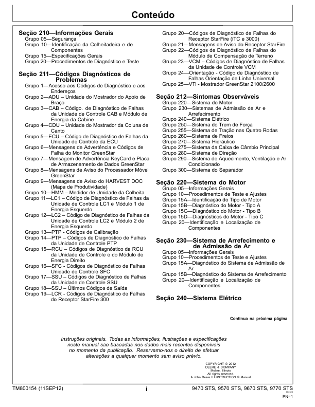 John Deere 9470 9570 9670 9770 STS Combine Harvester DIagnostic Service Manual TM800154 PT - Image 5