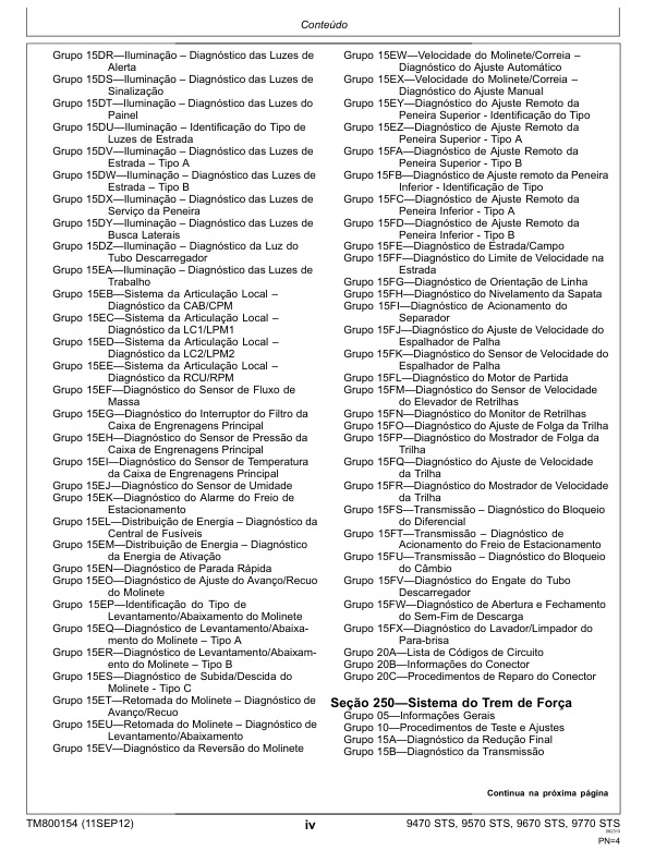 John Deere 9470 9570 9670 9770 STS Combine Harvester DIagnostic Service Manual TM800154 PT - Image 8